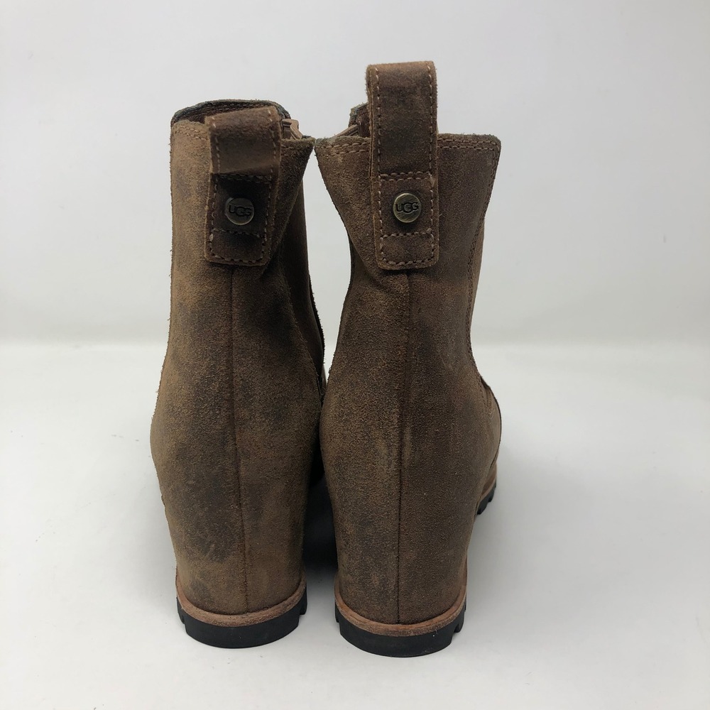 UGG Kasen Waterproof Wedge Bootie Women 7.5 Stout Brown Suede 1095136 - Picture 5 of 16